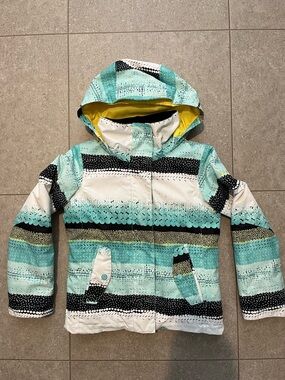 Roxy Teal, White, and Black Lined Ski Jacket